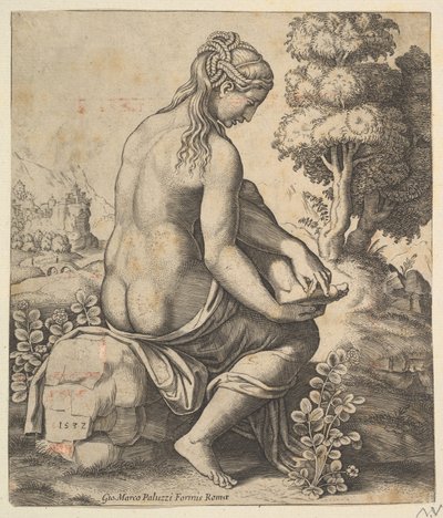 Vénus a tirar um espinho do pé, 1532. de Master of the Die