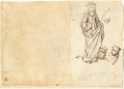 Santa Inês (verso) de Master of the Drapery Studies after Martin Schongauer