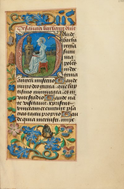 Inicial G: Santa Bárbara de Master of the Dresden Prayer Book