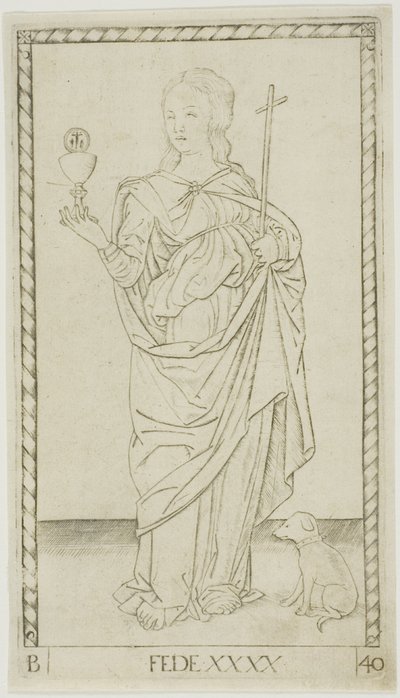 Placa de fé 40 de Genii and Virtues de Master of the E Series Tarocchi