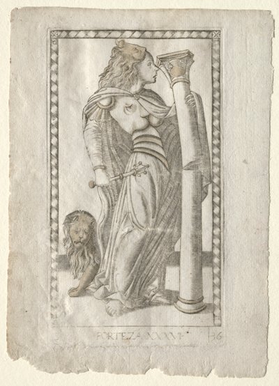 Forteza do Tarocchi, série B: Princípios e Virtudes Cósmicos, nº 36, antes de 1467. de Master of the E Series Tarocchi