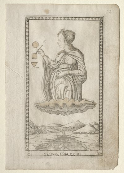 Geometria do Tarocchi, série C: Liberal Arts,  24, antes de 1467. de Master of the E Series Tarocchi