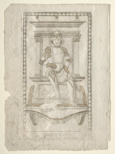 Marte do Tarocchi, série A: Firmamentos do Universo, nº 45, antes de 1467. de Master of the E Series Tarocchi