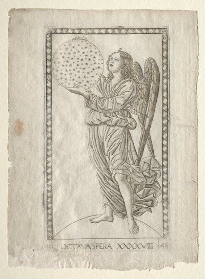 O Anjo da Oitava Esfera do Tarocchi, série A ..., antes de 1467. de Master of the E Series Tarocchi
