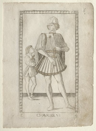 O Cavaleiro do Tarocchi, série E: Conditions of Man,  6, antes de 1467. de Master of the E Series Tarocchi