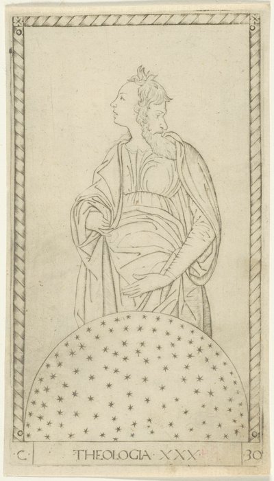 Teologia, placa 30 de Artes e Ciências de Master of the E Series Tarocchi