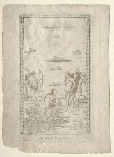 Vênus do Tarocchi, série A: Firmamentos do Universo, nº 43, antes de 1467. de Master of the E Series Tarocchi