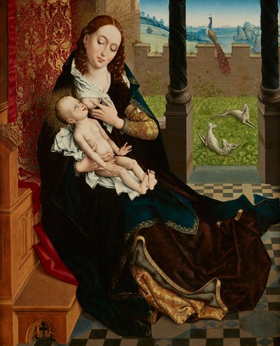 Enfermagem Madonna de Master of the Embroidered Foliage