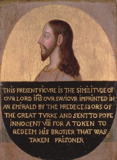 Perfil de Cristo (óleo sobre painel) (ver também 115118) de Master of the Emerald Icons