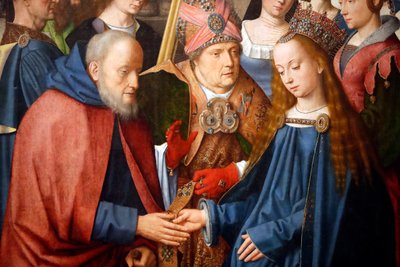 Museu de Évora. Mestre do retábulo de Évora. O casamento da Virgem e José. Óleo sobre painel. Escola flamenga 1500. Portugal. de Master of the Evora Altarpiece