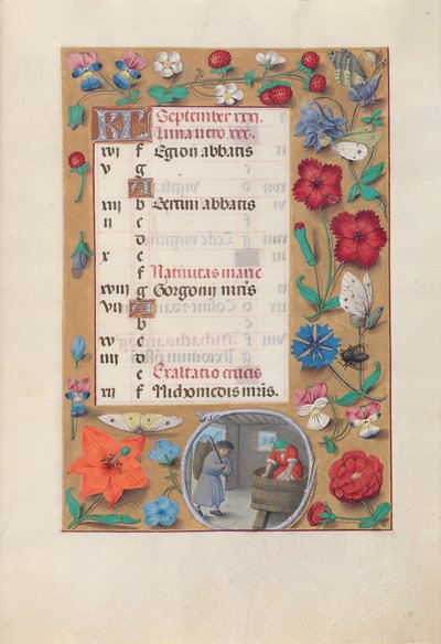 Horas da rainha Isabel, a Católica, rainha de Espanha:  Fol. 10r, setembro de Master of the First Prayerbook of Maximillian