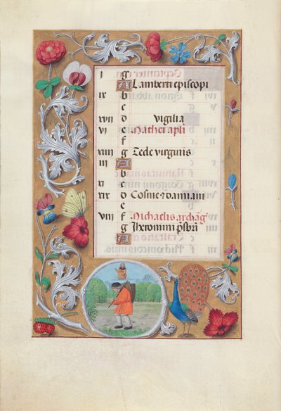 Horas da rainha Isabel, a católica, rainha da Espanha: Fol. 10v, setembro, c. 1500. de Master of the First Prayerbook of Maximillian