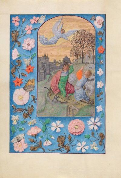 Horas da rainha Isabel, a católica, rainha da Espanha: Fol. 131v, Anunciação ..., c. 1500. de Master of the First Prayerbook of Maximillian