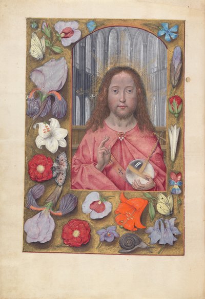 Horas da rainha Isabel, a católica, rainha da Espanha: Fol. 14v, Salvator Mundi, c. 1500. de Master of the First Prayerbook of Maximillian