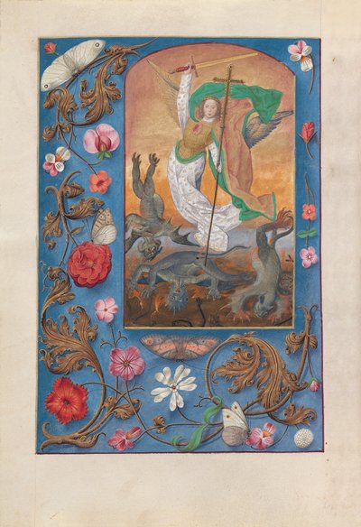 Horas da rainha Isabel, a Católica, rainha de Espanha:  Fol. 167v, S. Miguel de Master of the First Prayerbook of Maximillian