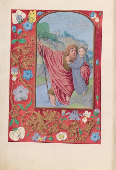Horas da rainha Isabel, a católica, rainha da Espanha: Fol. 179v, São Cristóvão, c. 1500. de Master of the First Prayerbook of Maximillian