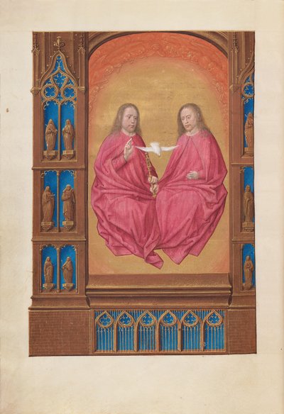 Horas da rainha Isabel, a Católica, rainha de Espanha:  Fol. 17v, A Trindade de Master of the First Prayerbook of Maximillian