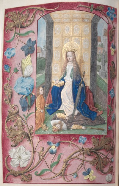 Horas da rainha Isabel, a católica, rainha da Espanha: Fol. 189v, Santa Catarina, c. 1500. de Master of the First Prayerbook of Maximillian