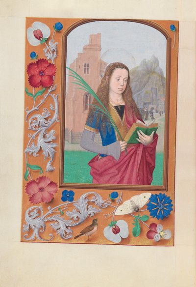 Horas da rainha Isabel, a Católica, rainha de Espanha:  Fol. 191v, Santa Bárbara de Master of the First Prayerbook of Maximillian