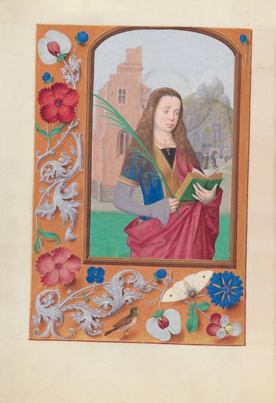 Horas da rainha Isabel, a católica, rainha da Espanha: Fol. 191v, Santa Bárbara, c. 1500. de Master of the First Prayerbook of Maximillian