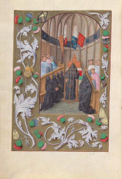 Horas da rainha Isabel, a católica, rainha da Espanha: Fol. 219v, Serviço Funerário, c. 1500. de Master of the First Prayerbook of Maximillian