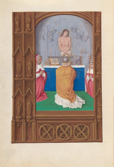 Horas da rainha Isabel, a Católica, rainha de Espanha:  Fol. 264v, Missa de São Gregório de Master of the First Prayerbook of Maximillian