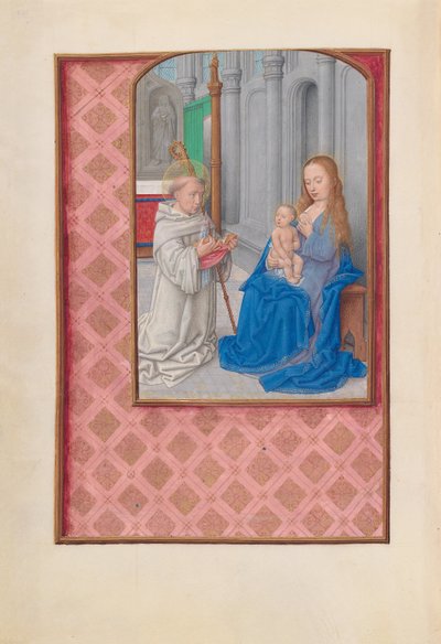 Horas da rainha Isabel, a católica, rainha da Espanha: Fol. 267v, Visão de São Bernardo, c. 1500. de Master of the First Prayerbook of Maximillian
