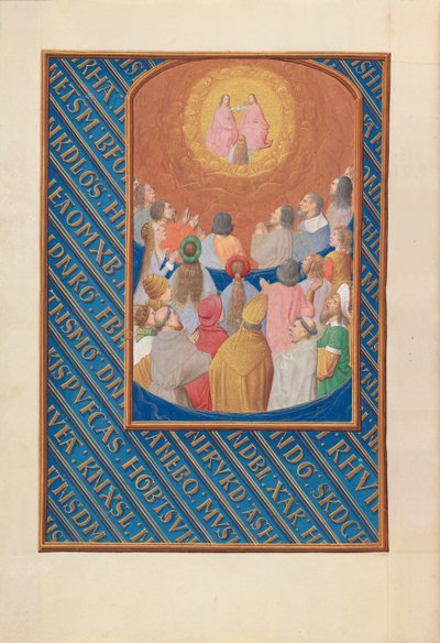 Horas da rainha Isabel, a católica, rainha da Espanha: Fol. 37v, Corte do Céu, c. 1500. de Master of the First Prayerbook of Maximillian