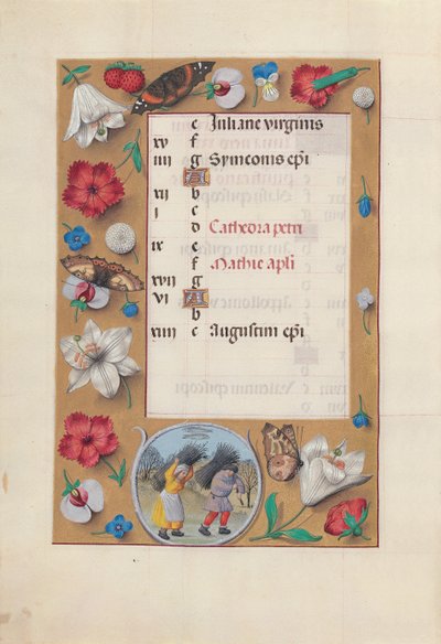 Horas da rainha Isabel, a católica, rainha da Espanha: Fol. 3v, fevereiro, c. 1500. de Master of the First Prayerbook of Maximillian