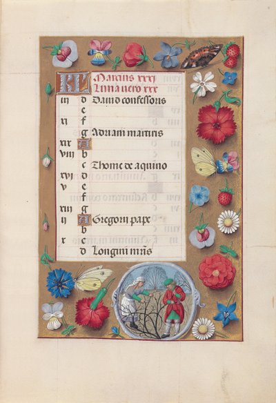 Horas da rainha Isabel, a católica, rainha da Espanha: Fol. 4r, março, c. 1500. de Master of the First Prayerbook of Maximillian