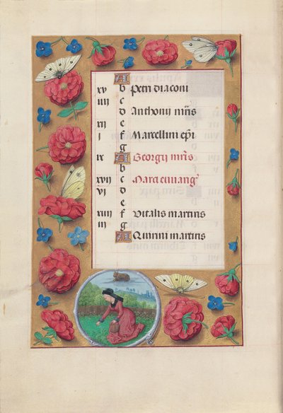 Horas da rainha Isabel, a Católica, rainha de Espanha:  Fol. 5v, abril de Master of the First Prayerbook of Maximillian