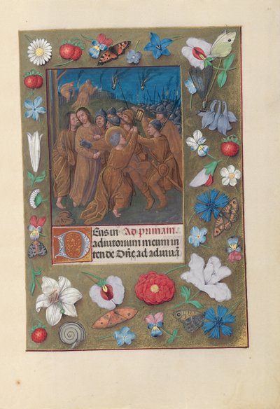 Horas da rainha Isabel, a católica, rainha da Espanha: Fol. 61r, Beijo de Judas, c. 1500. de Master of the First Prayerbook of Maximillian