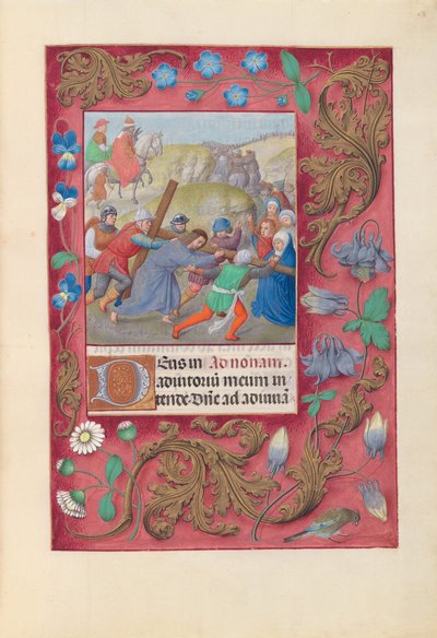 Horas da rainha Isabel, a Católica, rainha de Espanha:  Fol. 69r, Cristo carregando a cruz de Master of the First Prayerbook of Maximillian