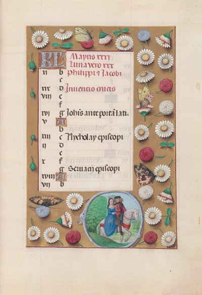 Horas da rainha Isabel, a católica, rainha da Espanha: Fol. 6r, maio, c. 1500. de Master of the First Prayerbook of Maximillian