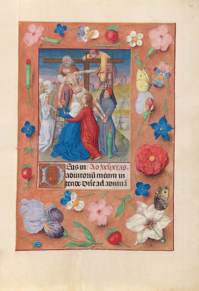 Horas da rainha Isabel, a católica, rainha da Espanha: Fol. 73r, Descida da Cruz, c. 1500. de Master of the First Prayerbook of Maximillian