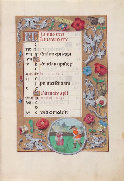 Horas da rainha Isabel, a Católica, rainha de Espanha:  Fol. 7r, junho de Master of the First Prayerbook of Maximillian