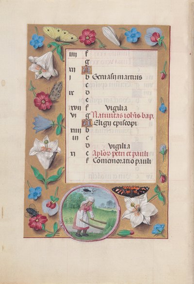 Horas da rainha Isabel, a Católica, rainha de Espanha:  Fol. 7v, junho de Master of the First Prayerbook of Maximillian