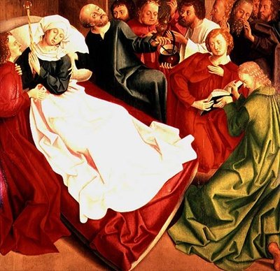 A Morte da Virgem (óleo sobre painel) de Master of the Freising Visitation