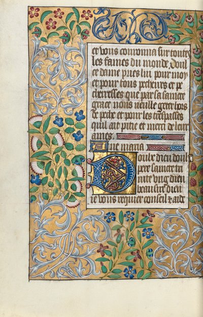 Livro de Horas de Uso de Rouen: fol. 151v, Fronteira elaborada de folhagem, c. 1470 de Master of the Geneva Latini