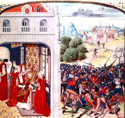 Consagração do Papa Gregório IX em Avignon França (pontificado em 1227-1241) por Jean Froissart (vellum) de Master of the Harley Froissart