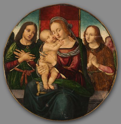 Virgem e Criança com Anjos, no início dos anos 1500. de Master of the Holden Tondo