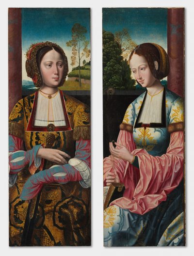 Par Santa Catarina e Santa Bárbara, c. 1520 de Master of the Holy Blood