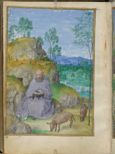 Santo António abade no deserto, miniatura das Horas de Emerson-Branco. de Master of the Houghton Miniatures