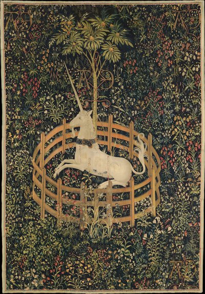 O unicórnio em cativeiro, c. 1500 de Master of the Hunt of the
