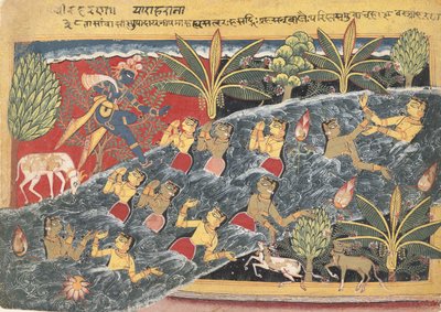 O Gopis Plead com Krishna para devolver a roupa..., ca. 1560-65. de Master of the Isarda