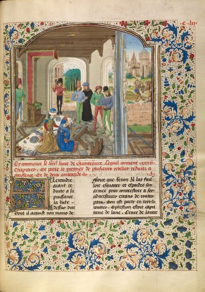 Alexandre luta com um leão e mata Clitus de Master of the Jardin de vertueuse consolation