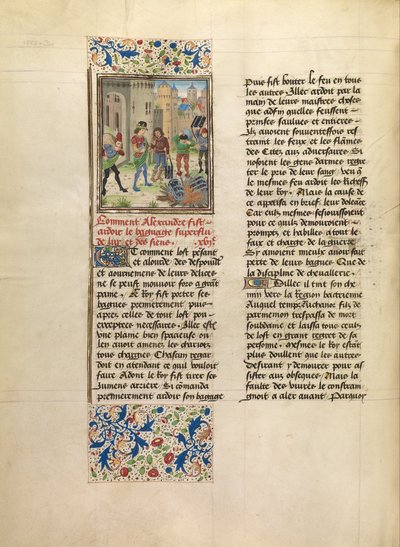 Alexandre ordena a destruição do excesso de bagagem de seu exército de Master of the Jardin de vertueuse consolation and assistant
