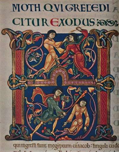 Inicial da Bíblia de Winchester, c1150 AD, c1950. de Master of the Leaping Figures