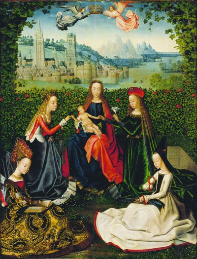 Virgem do Jardim das Rosas de Master of the Legend of Saint Lucy