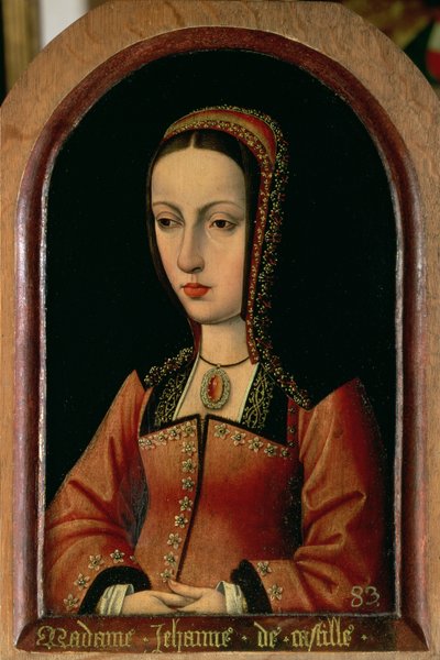 Joanna ou Juana "The Mad" de Castela (1479-1555) filha de Fernando II de Aragão (1452-1516) e Isabella "O Católico" de Castela (1474-1504) de Master of the Legend of St. Madeleine